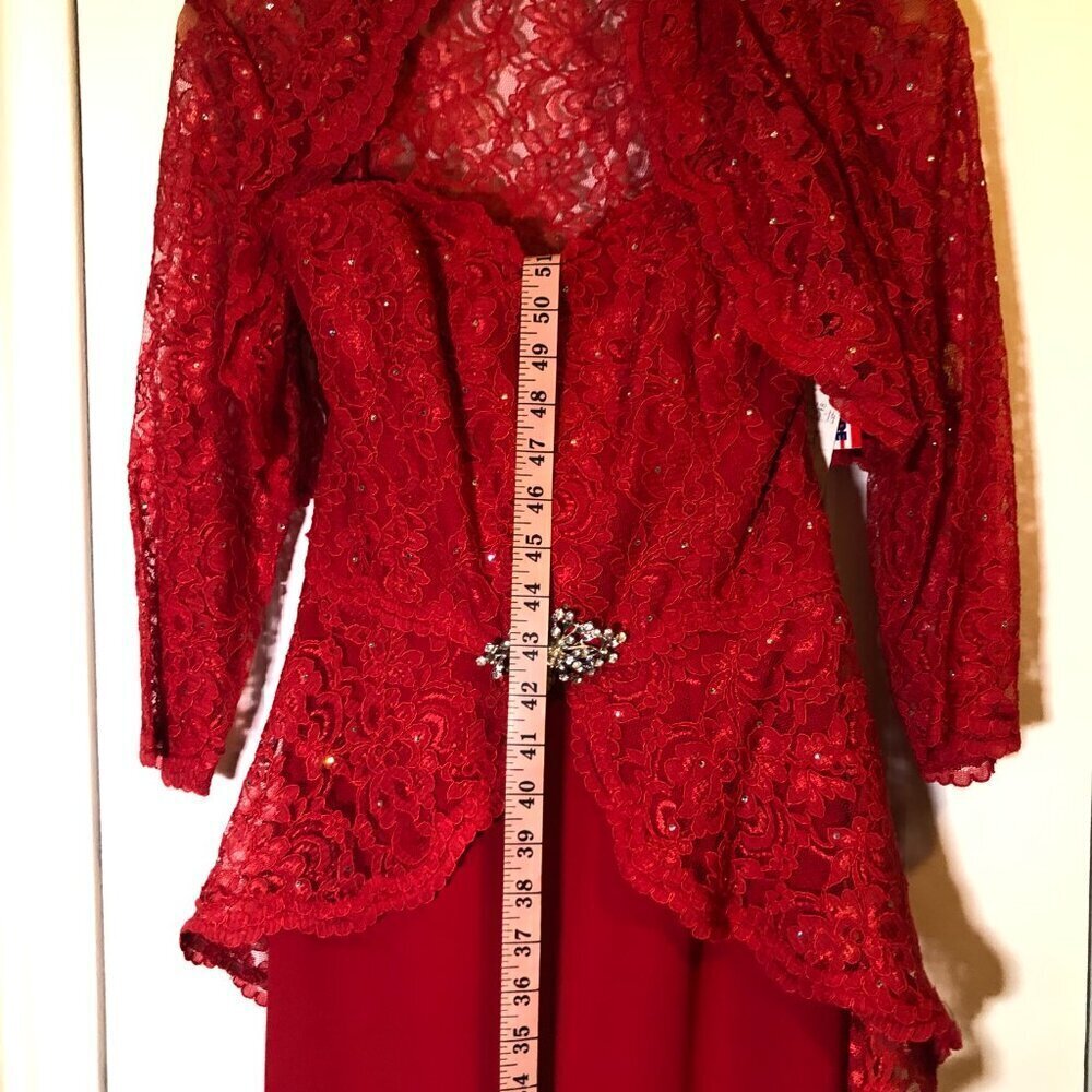 Ideas by Barbara Red Long Gown/Dress 5825-14 Size Small - Picture 9 of 12